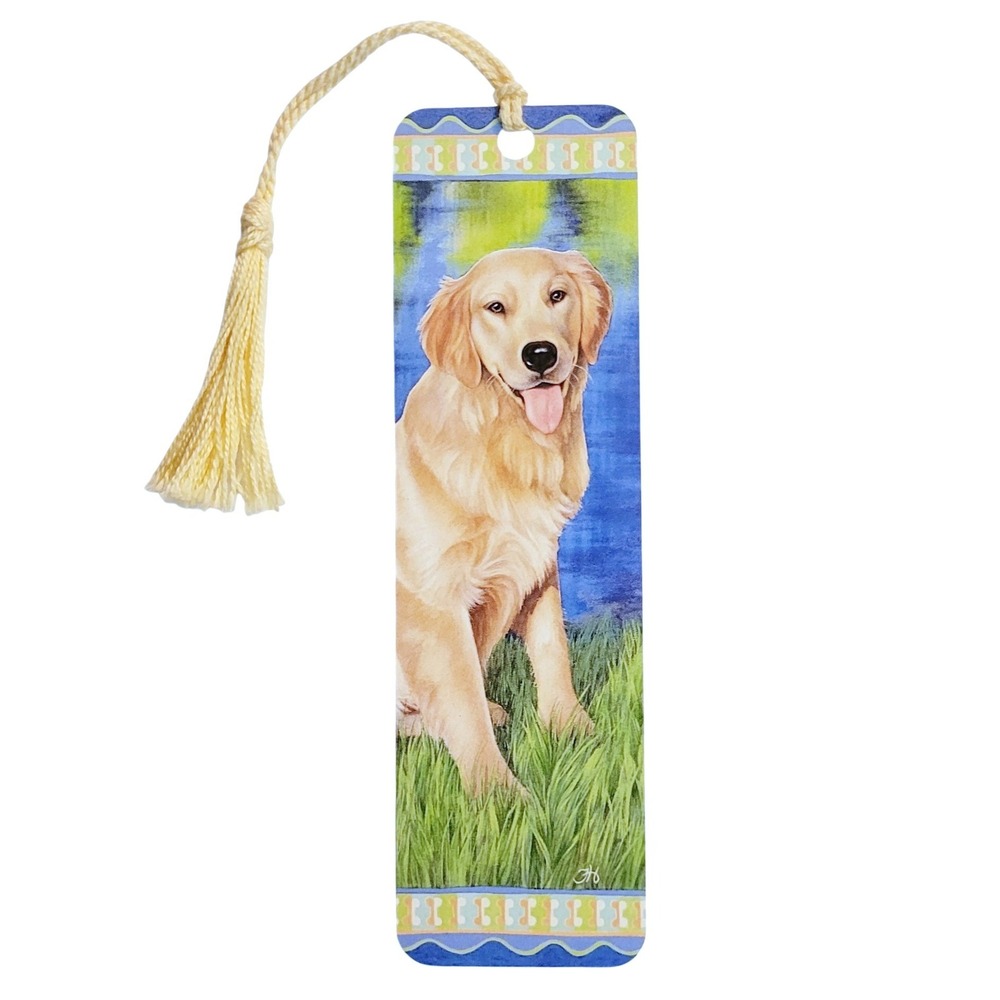 Vintage 90s Golden Retriever Bookmark- Dogs- Tammy Herriman- 1997 Artworks, DG08